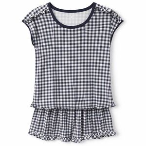 Draper James Navy Gingham Pajama Set Ruffle Hem Size M